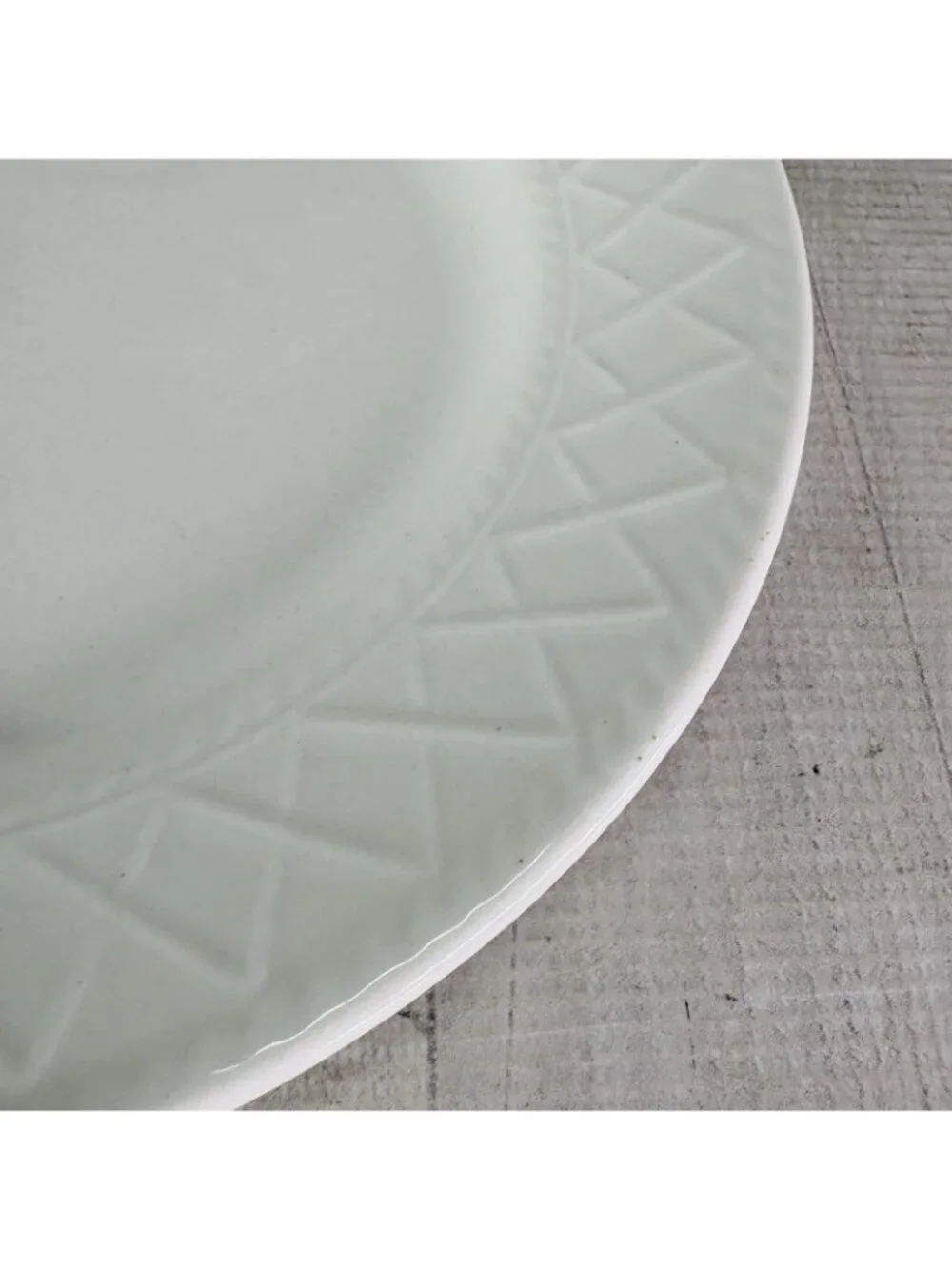 Totally Today TTO6 White Embossed Rope Criss Cross Ceramic Dinner Plates Set 4